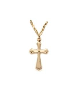 Beveled Cross Necklace - Gold-Filled Pendant on 18 Gold-Plated Chain SX1286GH