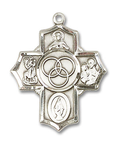 Blended Family 5-Way Medal - Sterling Silver 1 1/4 x 1 Pendant 5710SS