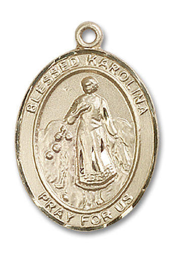 Blessed Karolina Medal - 14kt Gold Oval Pendant 3 Sizes