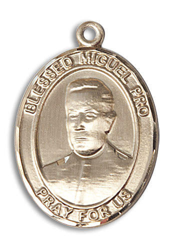Blessed Miguel Pro Medal - 14kt Gold Oval Pendant 3 Sizes