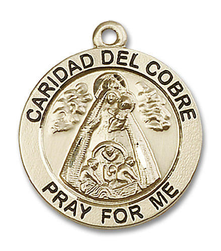 Caridad Del Cobre Medal - 14kt Gold 1 x 7/8 Round Pendant 4086