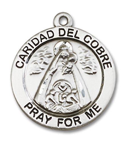 Caridad Del Cobre Medal - Sterling Silver 3/4 x 3/4 Round Pendant 4063SS