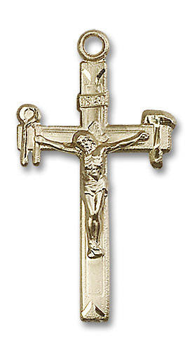 Carpenter Crucifix Pendant - 14kt Gold 1 3/8 x 3/4 2194
