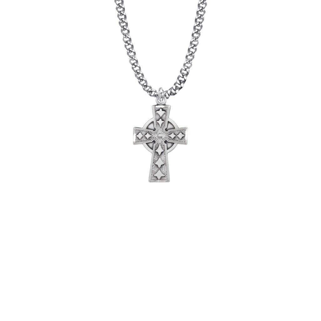 Celtic Cross Necklace - Sterling Silver Pendant on 18 Stainless Steel Chain SX8018SH