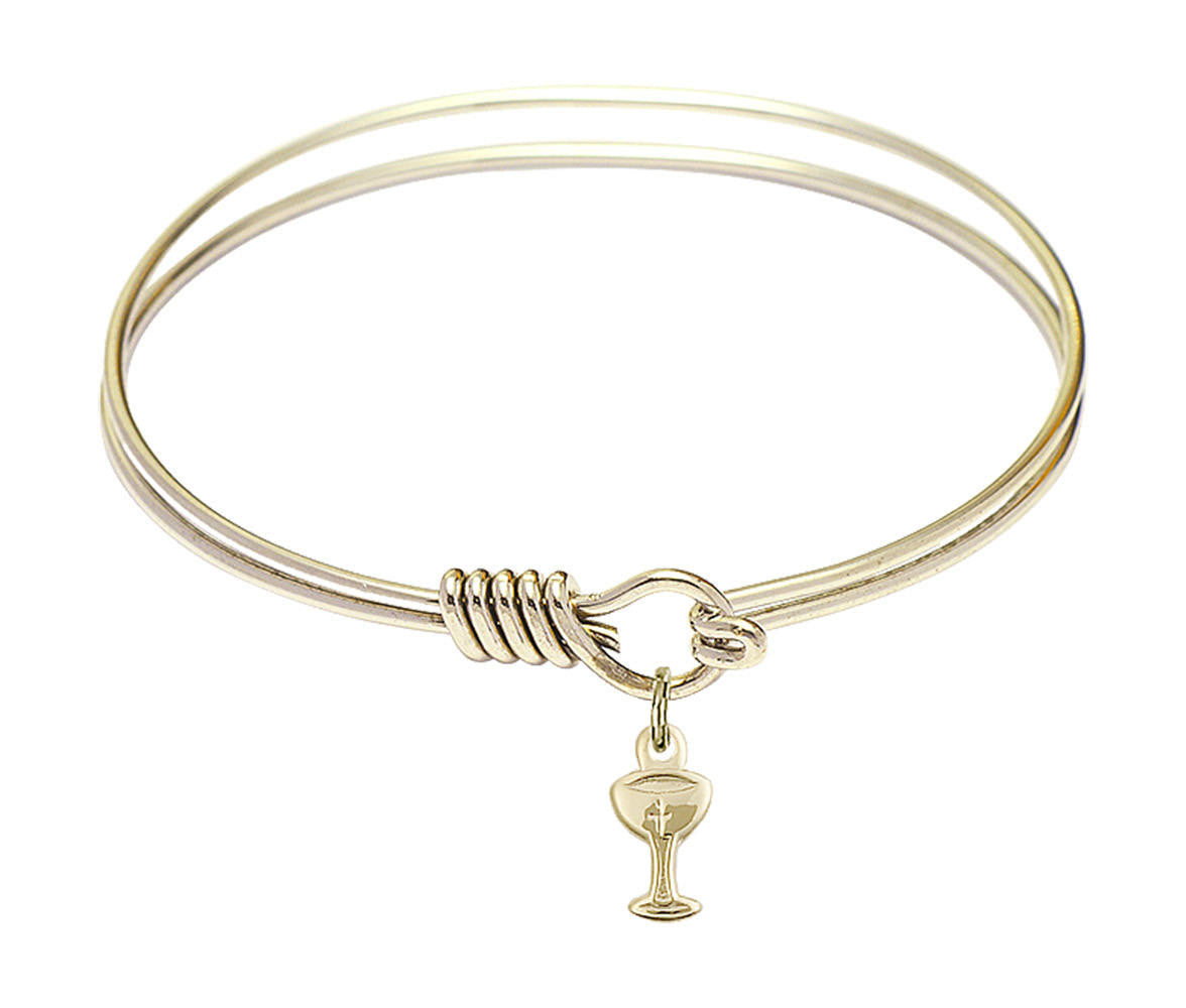 Chalice Round Eye Hook Bangle Bracelet - Gold-Filled Charm - 6.25 Inch 5614GF