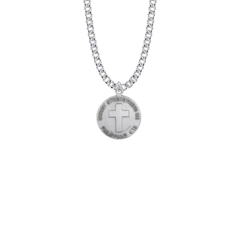 Christ Strengthens Me Boys Basketball Necklace - Sterling Silver Pendant On 20 Stainless Chain SM0951SH