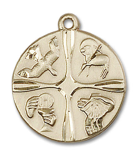 Christian Life Medal - 14kt Gold 3/4 x 3/4 Pendant 6056