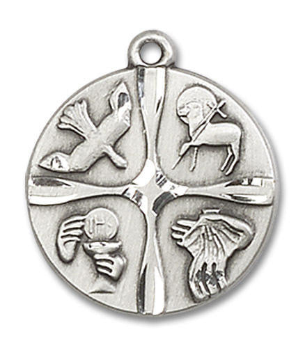 Christian Life Medal - Sterling Silver 3/4 x 3/4 Round Pendant 6056SS