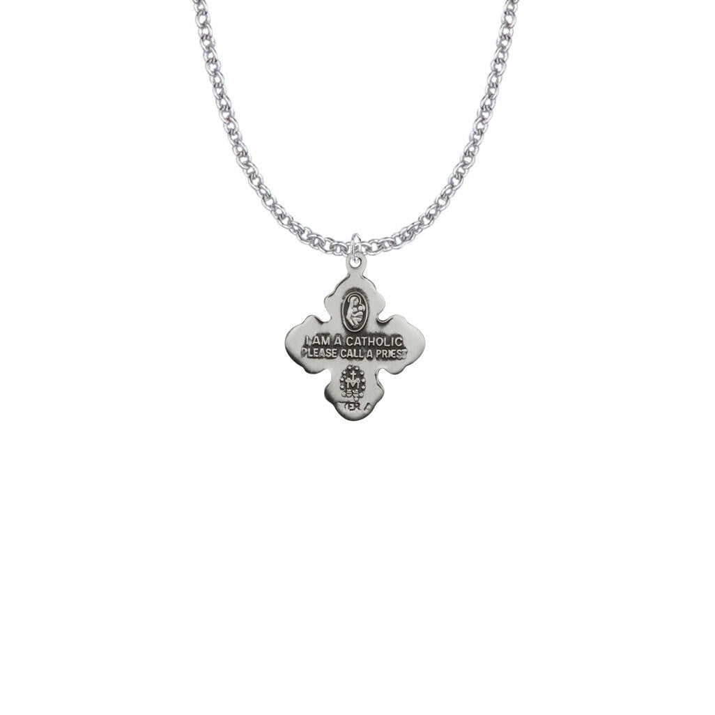 Clover 4-Way Medal Necklace - Sterling Silver Medal On 20 Stainless Chain SM8539SH