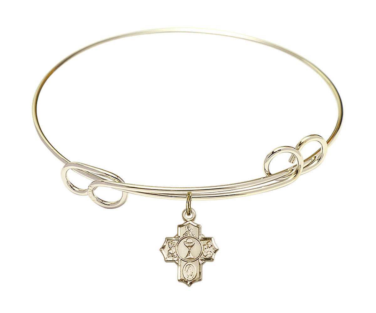 Communion 5-Way Double Loop Bangle Bracelet - Gold-Filled Charm