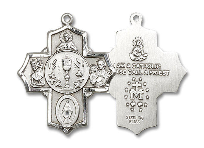 Communion 5-Way Medal - Sterling Silver Pendant 2 Sizes