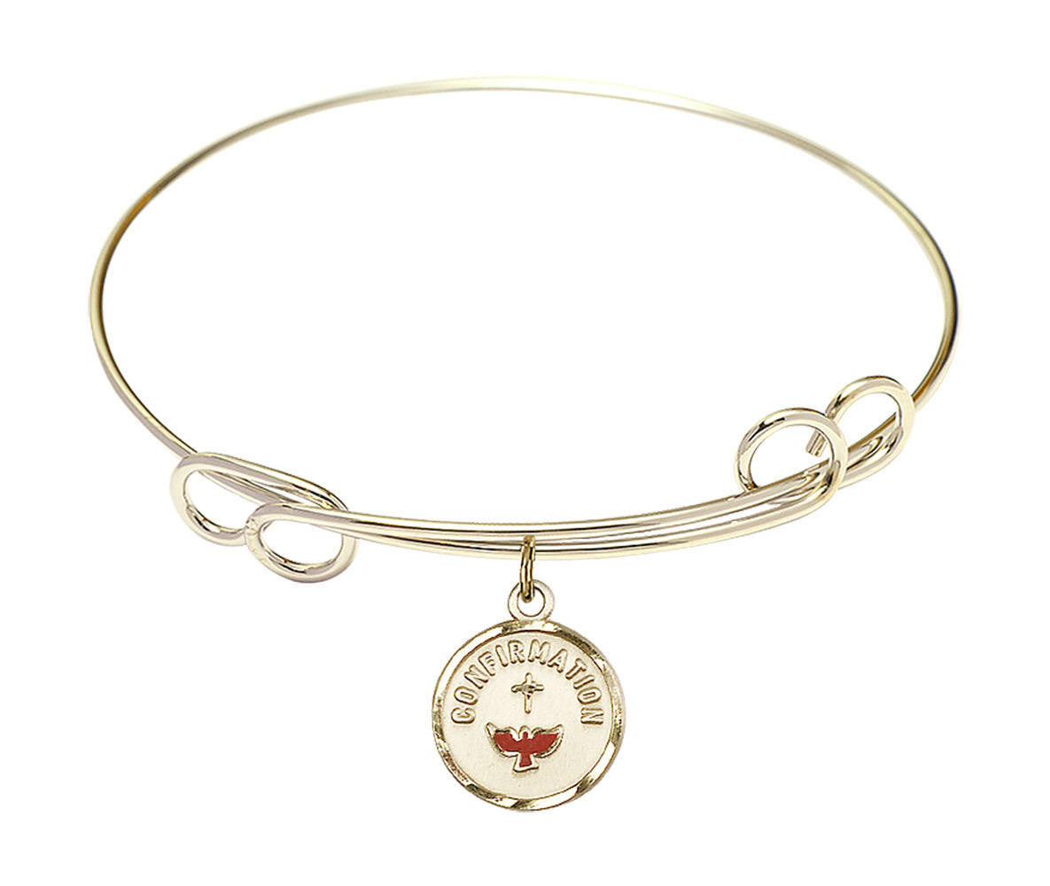 Confirmation Double Loop Bangle Bracelet - Gold-Filled Charm