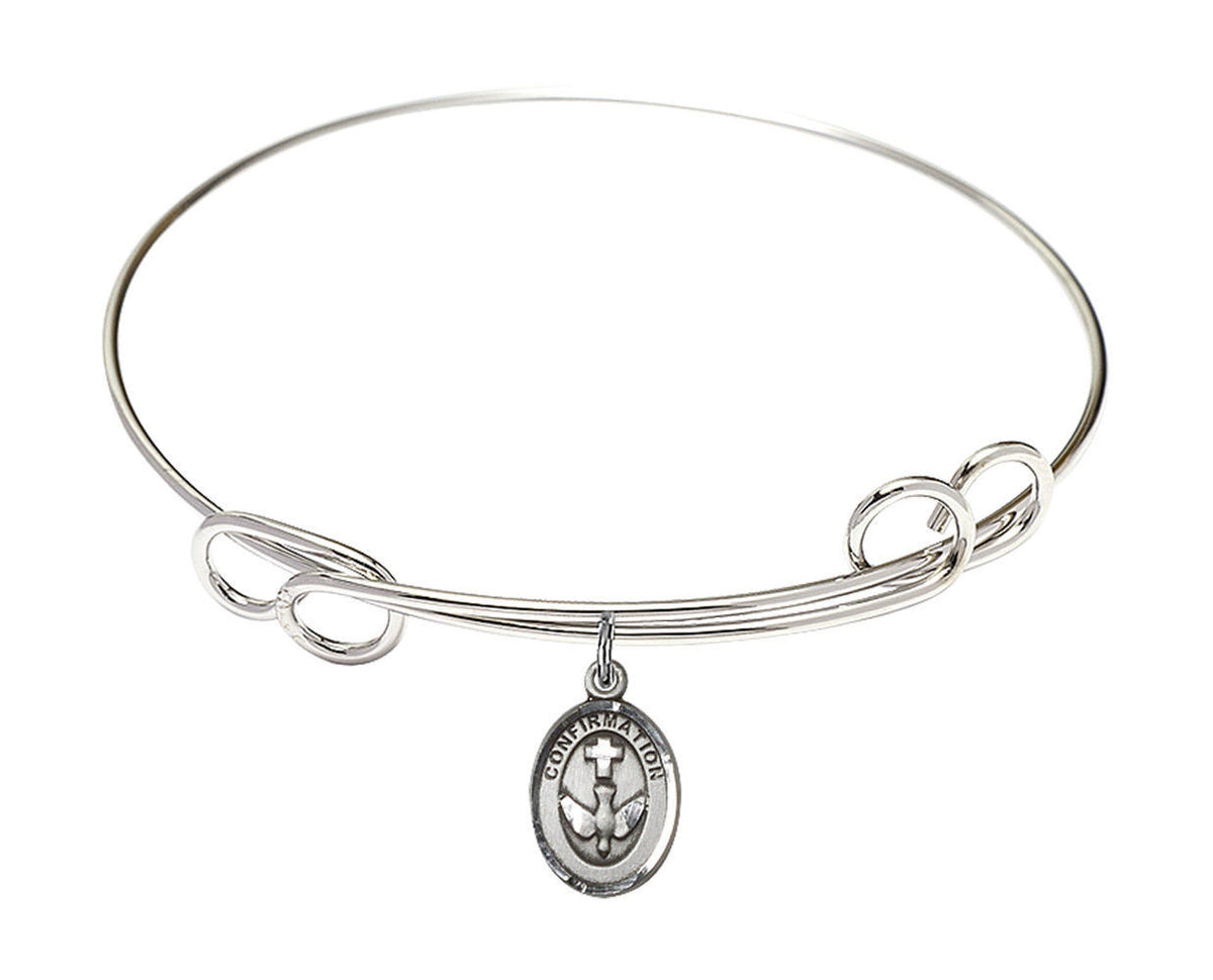Confirmation Double Loop Bangle Bracelet - Sterling Silver Charm 0973SS