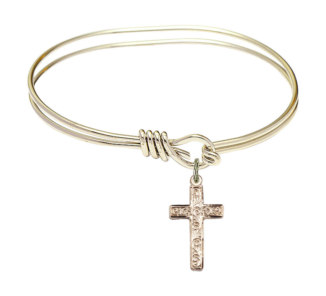 Cross Eye Hook Bangle Bracelet - Gold-Filled Charm 0672YGF