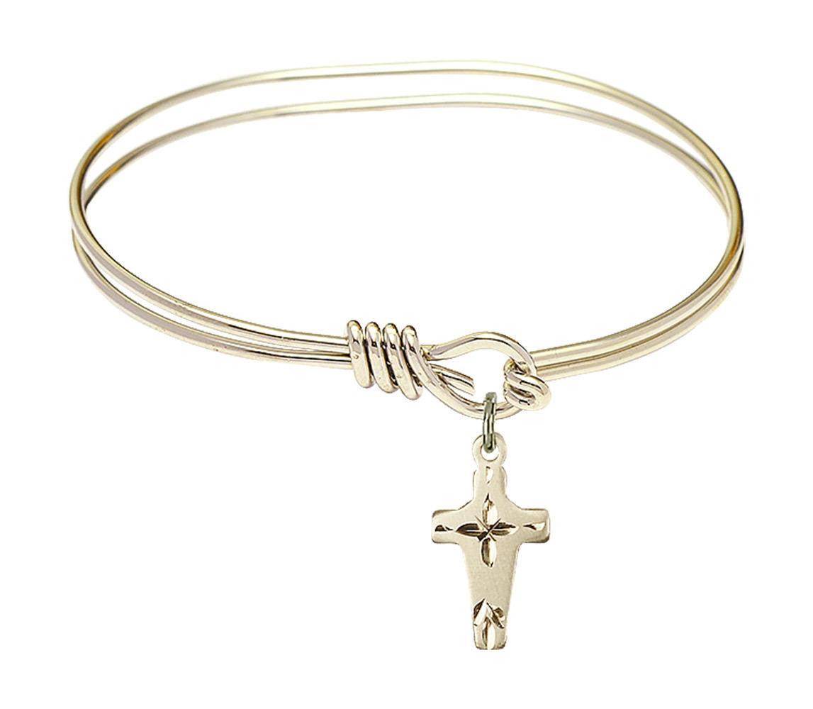 Cross Eye Hook Bangle Bracelet - Gold-Filled Charm 2527GF