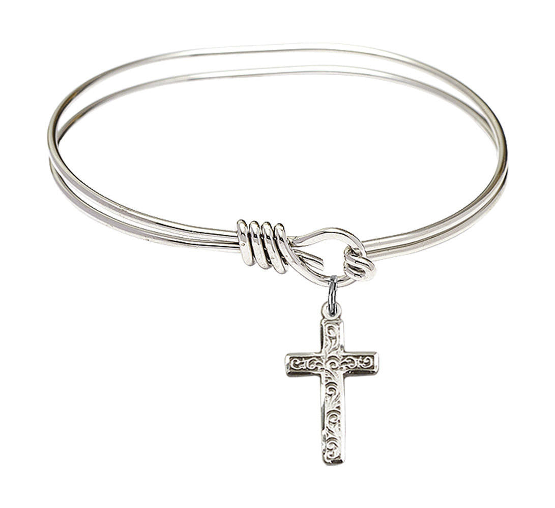 Cross Eye Hook Bangle Bracelet - Sterling Silver Charm 0672YSS