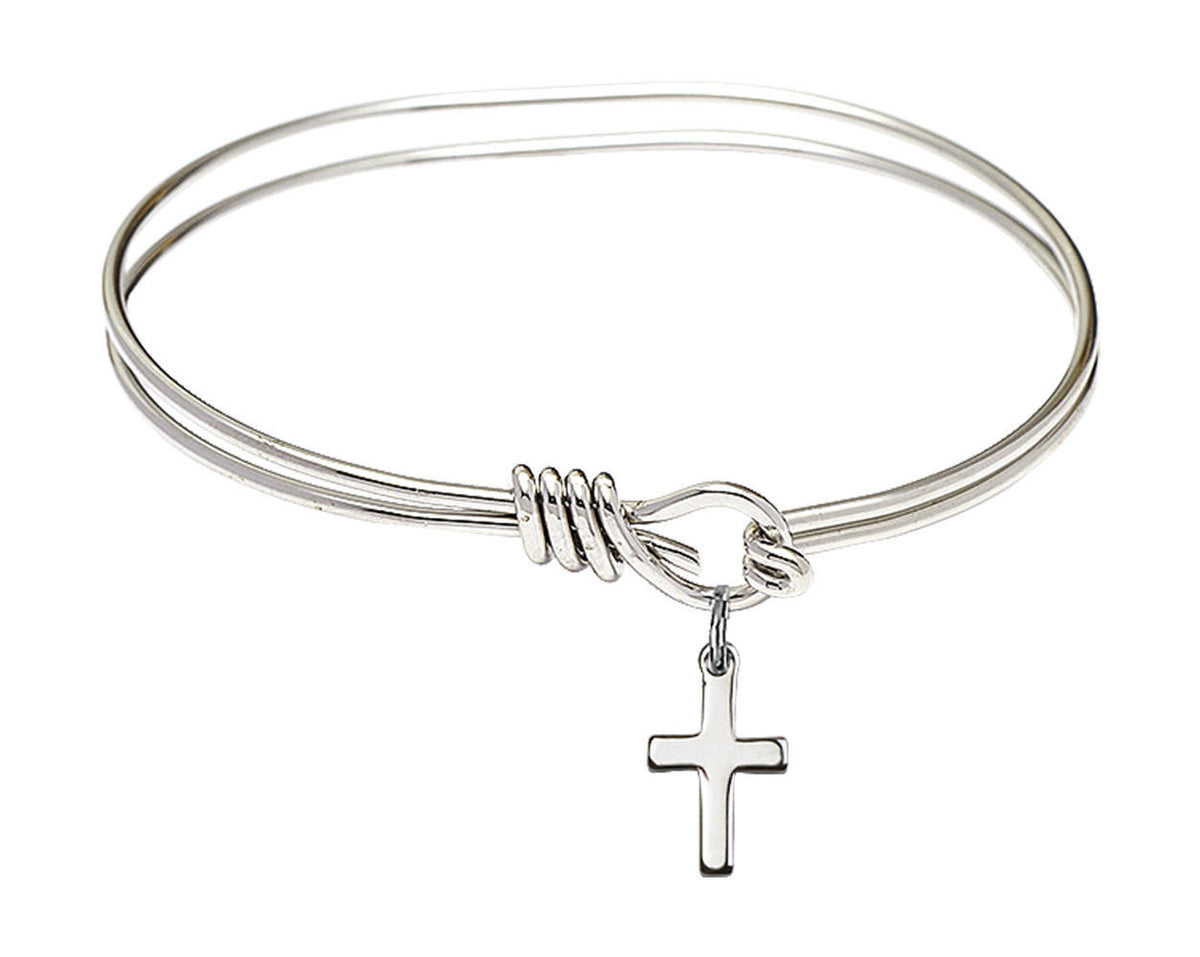 Cross Eye Hook Bangle Bracelet - Sterling Silver Charm 1006SS