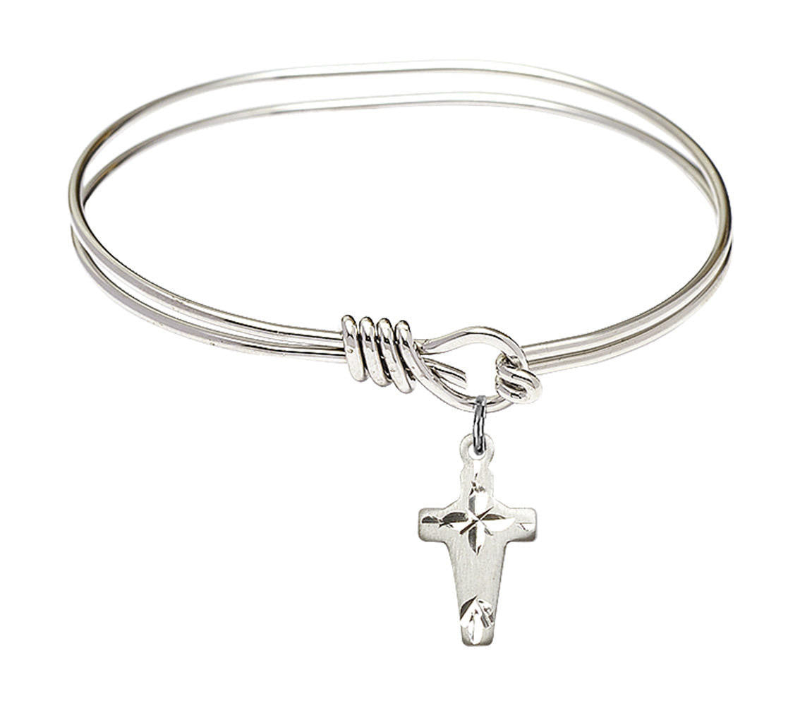 Cross Eye Hook Bangle Bracelet - Sterling Silver Charm 2527SS