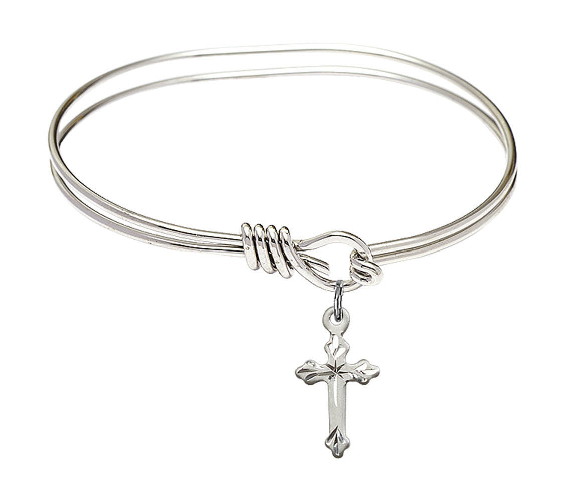 Cross Eye Hook Bangle Bracelet - Sterling Silver Charm 2531SS