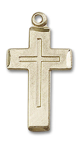 Cross on Cross Pendant - 14kt Gold 7/8 x 1/2 1529