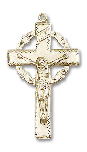 Crown Crucifix Pendant - 14kt Gold 1 5/8 x 1 0640