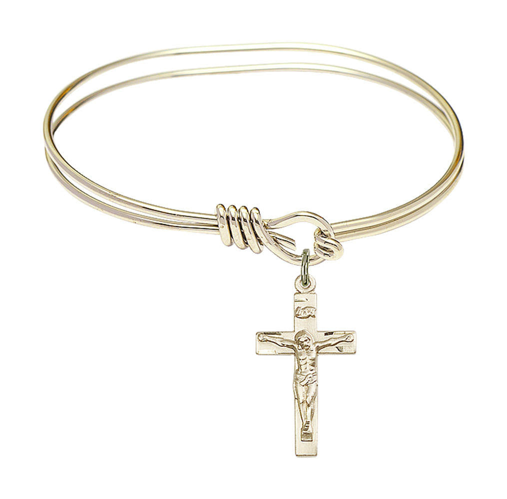 Crucifix Eye Hook Bangle Bracelet - Gold-Filled Charm 0001GF