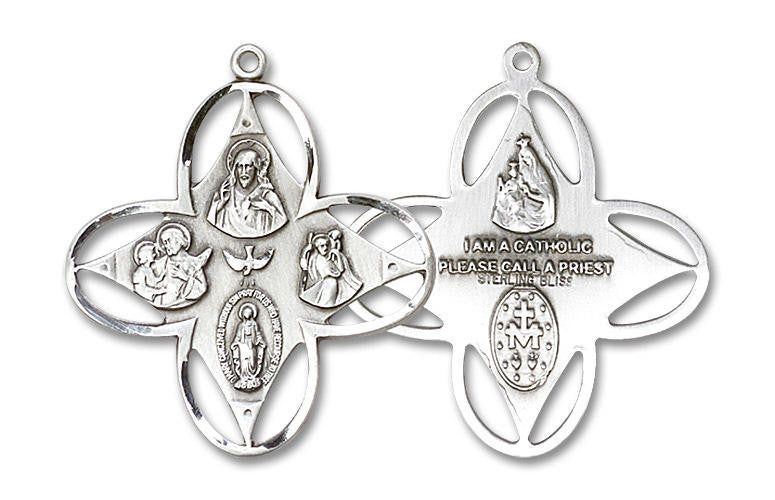 Cut Out 4-Way Medal - Sterling Silver 1 1/4 x 1 1/8 Pendant 0039SS