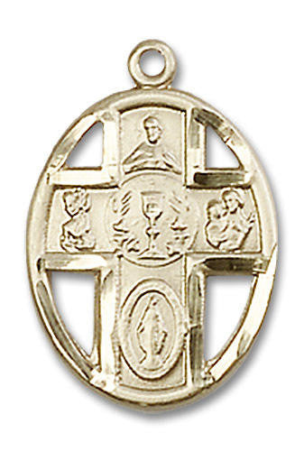 Cut Out Chalice 5-Way Medal - 14kt Gold Pendant 2 Sizes