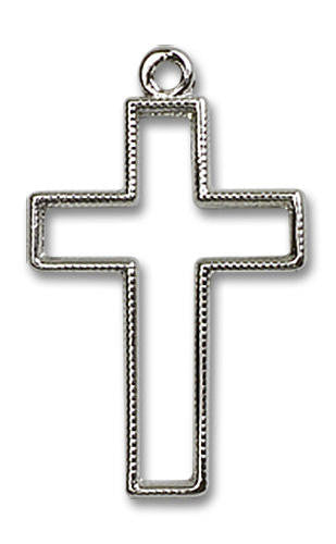 Cut Out Cross Pendant - Sterling Silver 7/8 x 1/2 1708SS