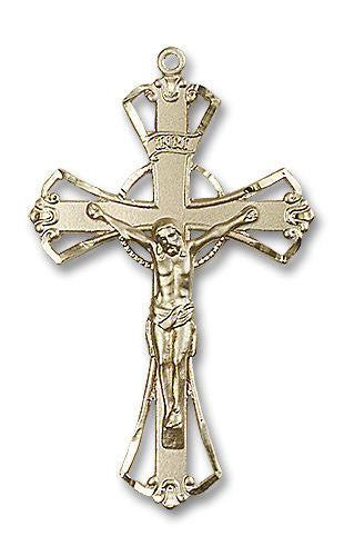 Cut Out Crucifix Pendant - 14kt Gold 1 3/4 x 1 1/8 0643