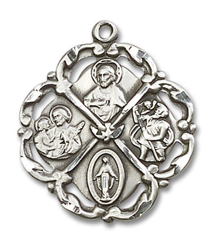 Cut Out Embellished 5-Way Medal - Sterling Silver 1 x 7/8 Pendant 5446SS