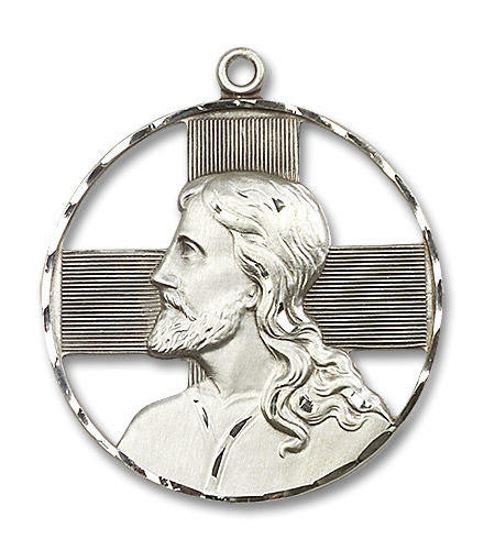 Cut Out Head of Christ Pendant - Sterling Silver 1 5/8 x 1 1/2 5848SS