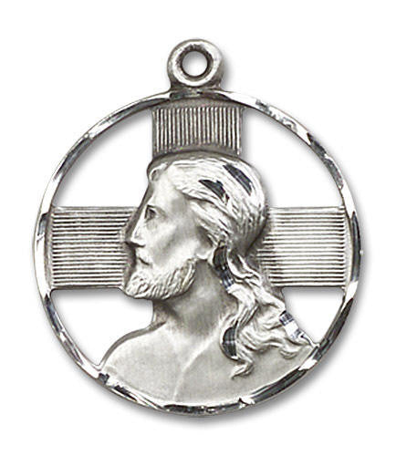 Cut Out Head of Christ Pendant - Sterling Silver 7/8 x 3/4 4221SS