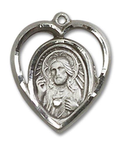 Cut Out Heart Shaped Scapular Pendant - Sterling Silver 5/8 x 1/2 4126SS