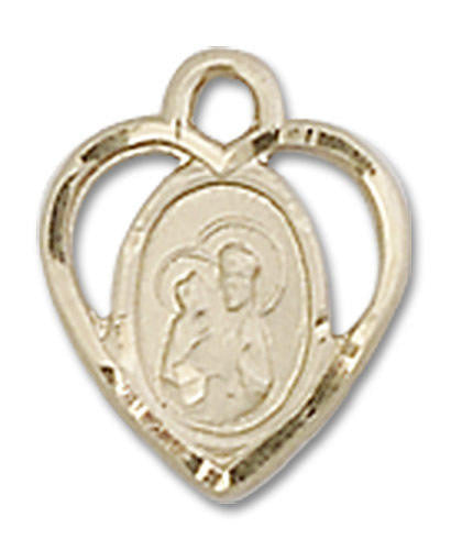 Cut Out Heart Shaped St Ann Pendant Charm - 14kt Gold 5414