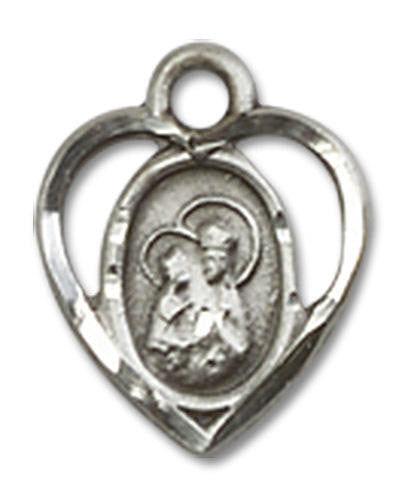 Cut Out Heart Shaped St Ann Pendant Charm - Sterling Silver 5414SS