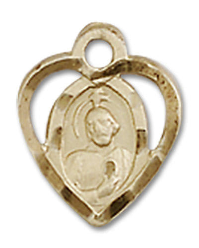 Cut Out Heart Shaped St Jude Pendant Charm - 14kt Gold 5404