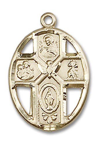 Cut Out Holy Spirit 5-Way Medal - 14kt Gold Pendant 2 Sizes