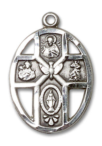 Cut Out Holy Spirit 5-Way Medal - Sterling Silver Pendant 2 Sizes