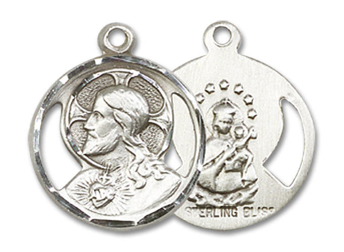 Cut Out Scapular Medal - Sterling Silver 5/8 x 1/2 Round Pendant 0611SS