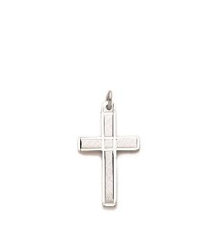 Diamond Cut Cross Necklace - Sterling Silver Pendant on 18 Stainless Chain SX7621SH
