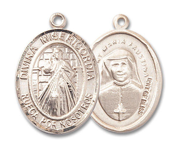 Divina Misericordia Medal - 14kt Gold Oval Pendant 2 Sizes