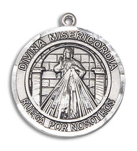 Divina Misericordia Medal - Sterling Silver Round Pendant 2 Sizes