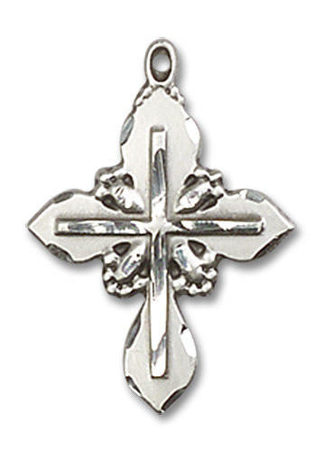 Embellished Cross on Cross Pendant - Sterling Silver 3/4 x 1/2 6061SS