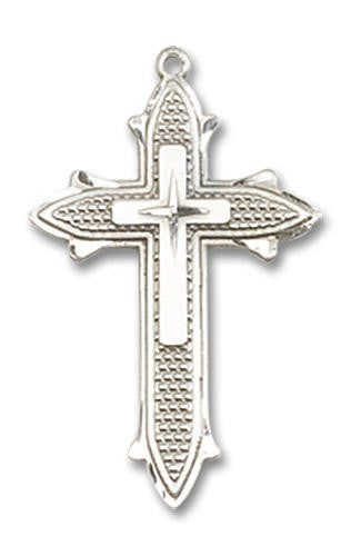 Embellished Cross On Cross Pendant - Sterling Silver 7/8 x 1/2 6058SS