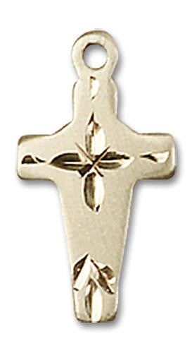 Embellished Cross Pendant - 14kt Gold 5/8 x 1/4 2527