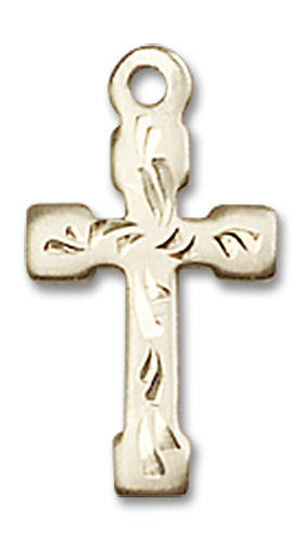 Embellished Cross Pendant - 14kt Gold 5/8 x 3/8 2519