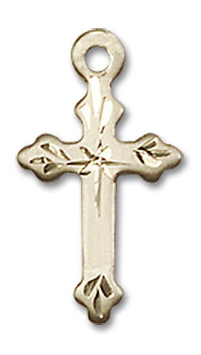 Embellished Cross Pendant - 14kt Gold 5/8 x 3/8 2531