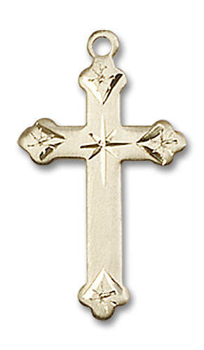 Embellished Cross Pendant - 14kt Gold 7/8 x 1/2 0667