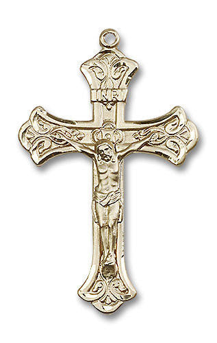 Embellished Crucifix Pendant - 14kt Gold 2 Sizes